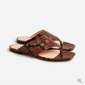 J Crew New Capri wide thong sandals in snake-embossed leather, Sz 11, New
